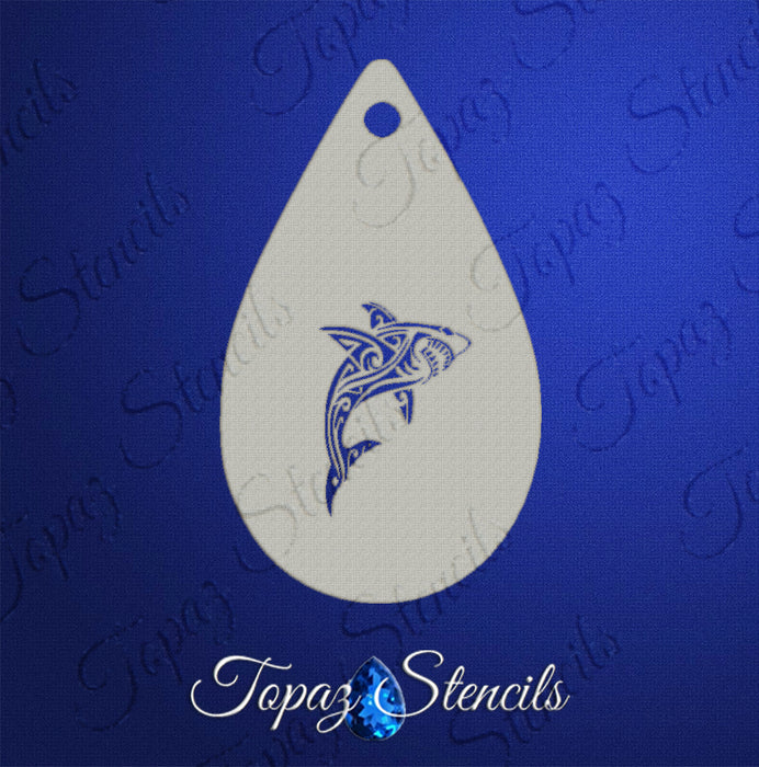 Topaz Stencils | Face Painting Stencil - Tribal Shark (01123)