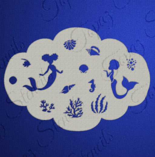 Topaz Stencils | Face Painting Stencil - Summer's Ocean Mermaids -  (1835)