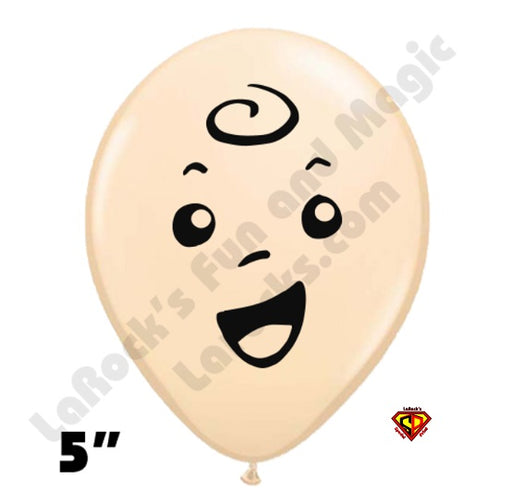 Qualatex Balloons | 5" Round - Blush Cute Face with Curl (3581) - 100ct