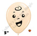 Qualatex Balloons | 5" Round - Blush Cute Face with Curl (3581) - 100ct