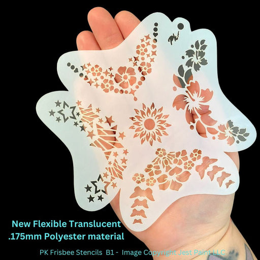 PK | FRISBEE Face Painting Stencil | New Mylar - Flowers and Stars - B1