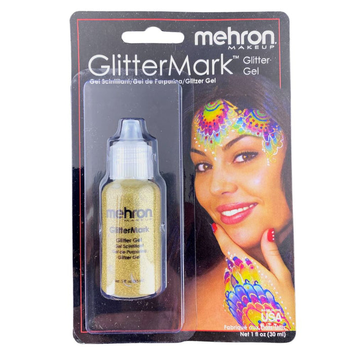 Face Painting Glitter Gel - Mehron GlitterMark - Gold   w/ Dropper Tip  #17