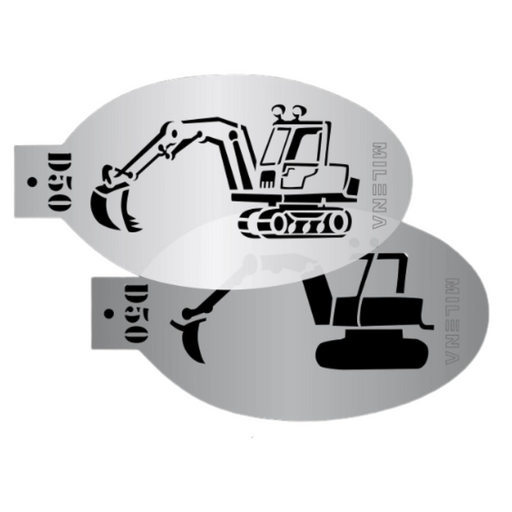 MILENA STENCILS | Face Painting Stencil Set -  (Excavator with Folded Arm Set)  D50