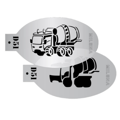 MILENA STENCILS | Face Painting Stencil Set -  (Concrete Mixer Truck Set)  D51