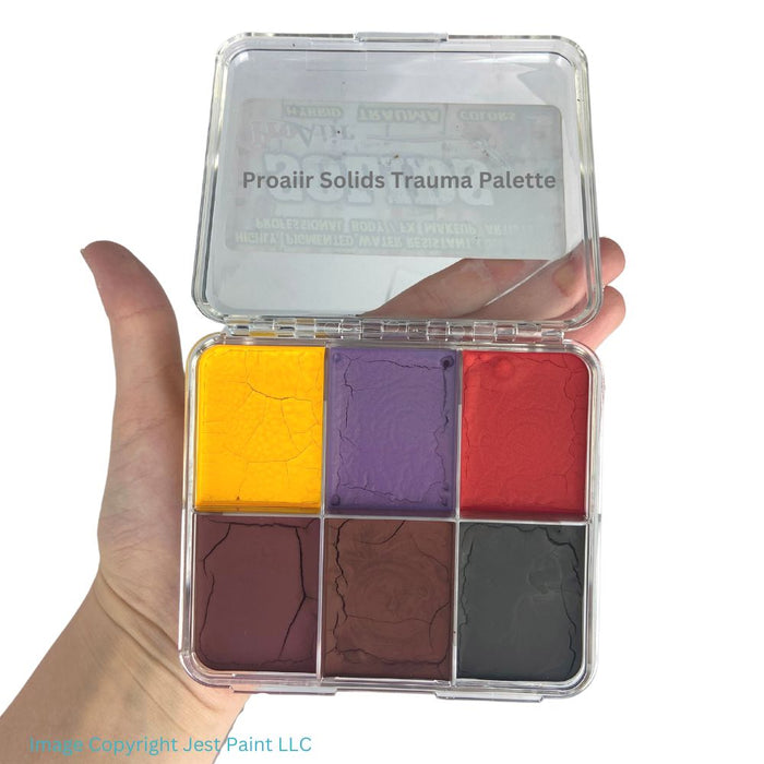 ProAiir Solids | Hybrid Water Resistant Face Paint - TRAUMA Palette with 1 oz ProLong Activator