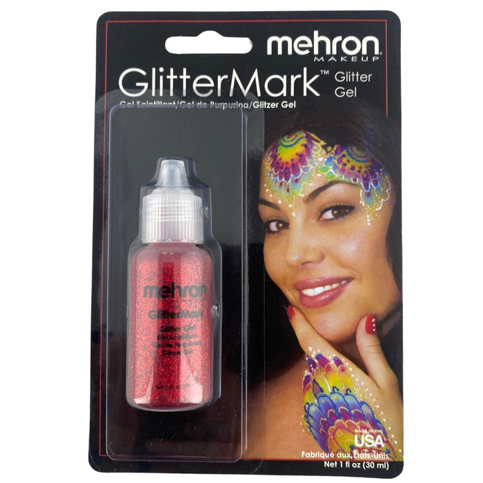 Face Painting Glitter Gel - Mehron GlitterMark - Red w/ Dropper Tip  #16