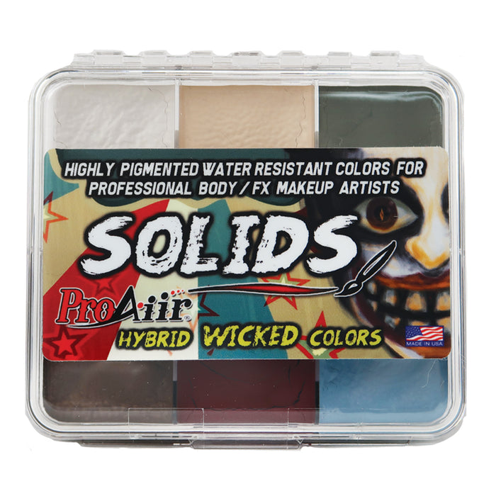 ProAiir Solids | Hybrid Water Resistant Face Paint - WICKED Palette with 1 oz ProLong Activator