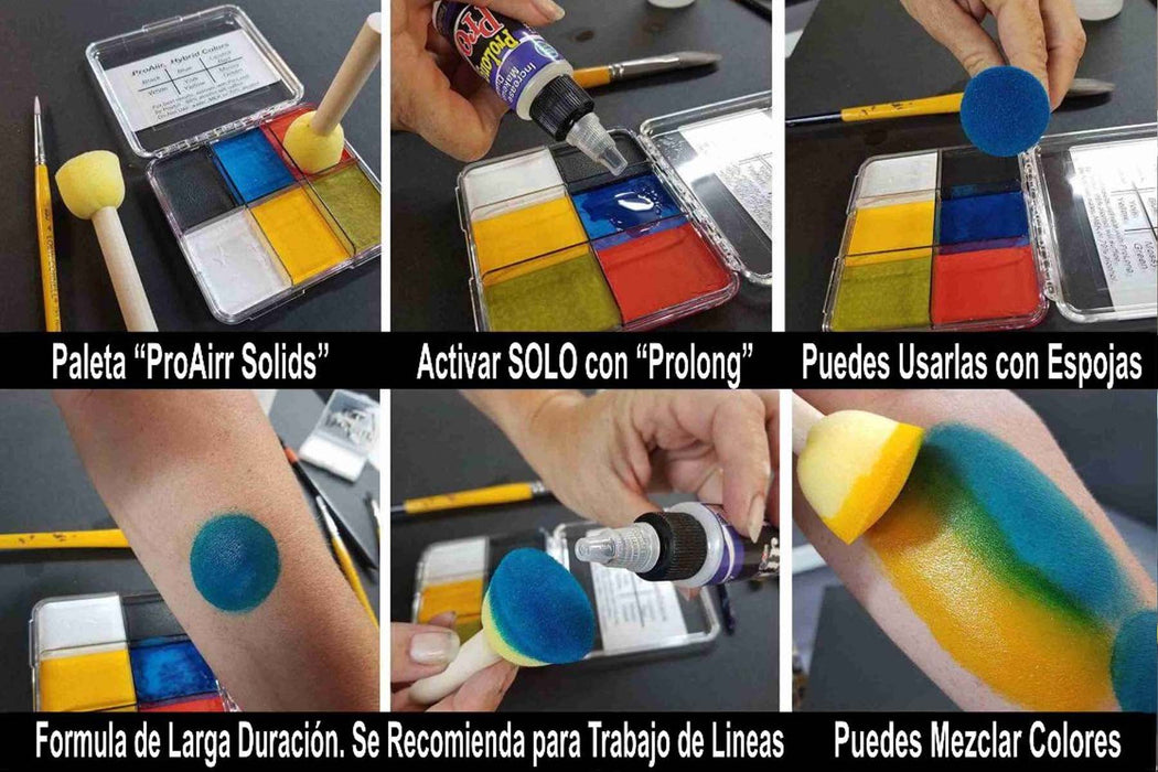 ProAiir Solids | Hybrid Water Resistant Face Paint - WICKED Palette with 1 oz ProLong Activator