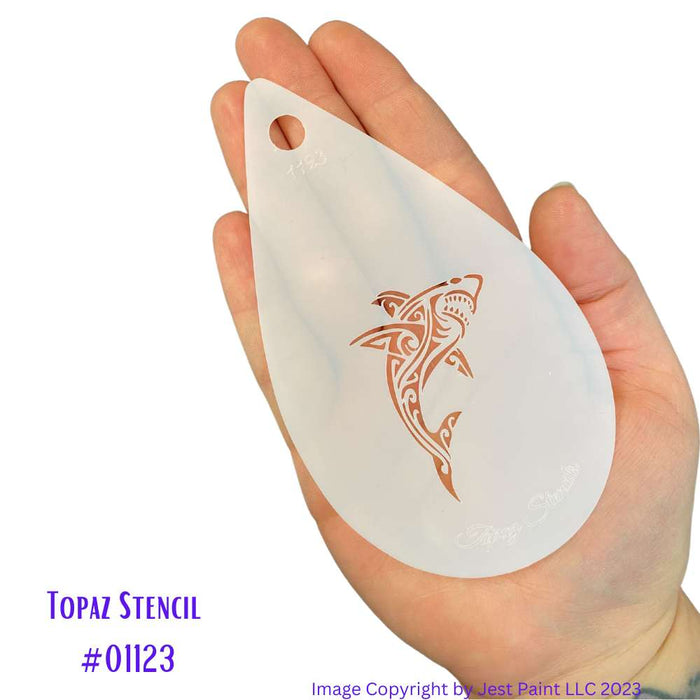 Topaz Stencils | Face Painting Stencil - Tribal Shark (01123)