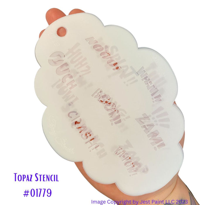 Topaz Stencils | Face Painting Stencil - Comic Book Action Words 3pc Set -  (01779)