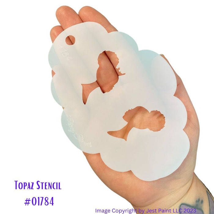 Topaz Stencils | Face Painting Stencil - REIGN Lady and Queen (01784)