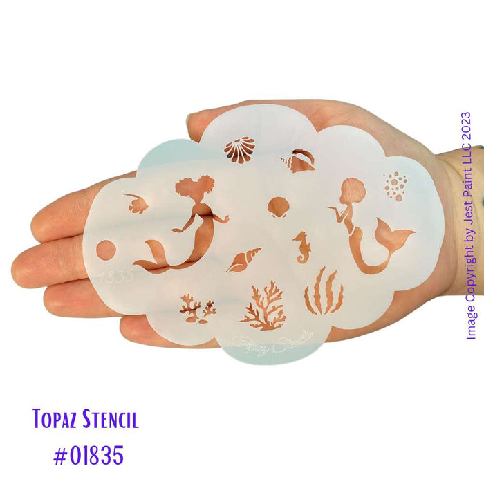 Topaz Stencils | Face Painting Stencil - Summer's Ocean Mermaids -  (1835)