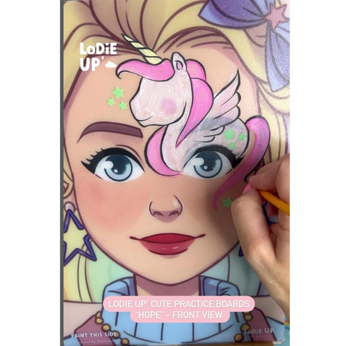WABBY FUN | Face Painting Practice Board - LODIE UP Edition - A4 Front Facing - Hope