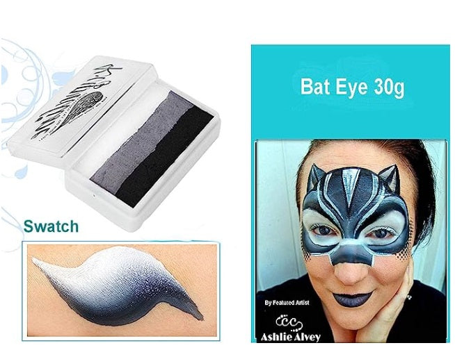 Kryvaline Face Paint Split Cake (Regular Line) - Bat Eye 30gr (See Product description about pink tint)