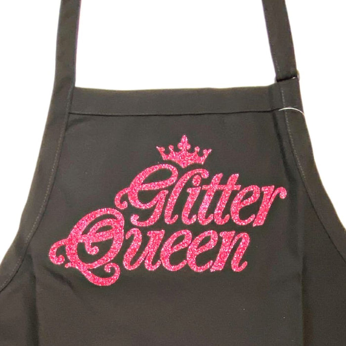Art Factory | GLITTER QUEEN Apron - Black with Hot Pink Glitter Printrs