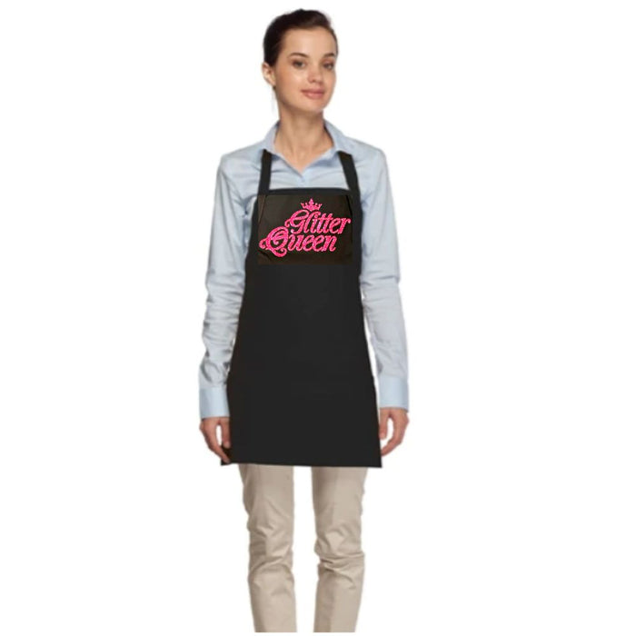 Art Factory | GLITTER QUEEN Apron - Black with Hot Pink Glitter Printrs
