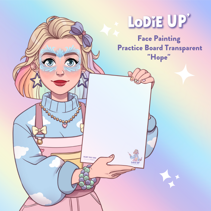 WABBY FUN | Face Painting Practice Board - LODIE UP Edition - A4 TRANSPARENT Board - Hope