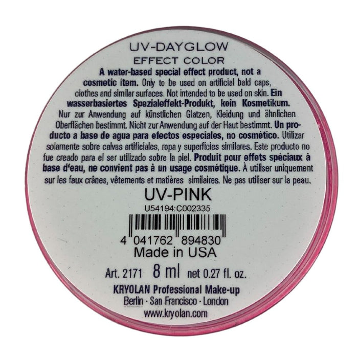 Kryolan Aquacolor | Original Neon UV PINK - SMALL 8ml (SFX - Non Cosmetic)