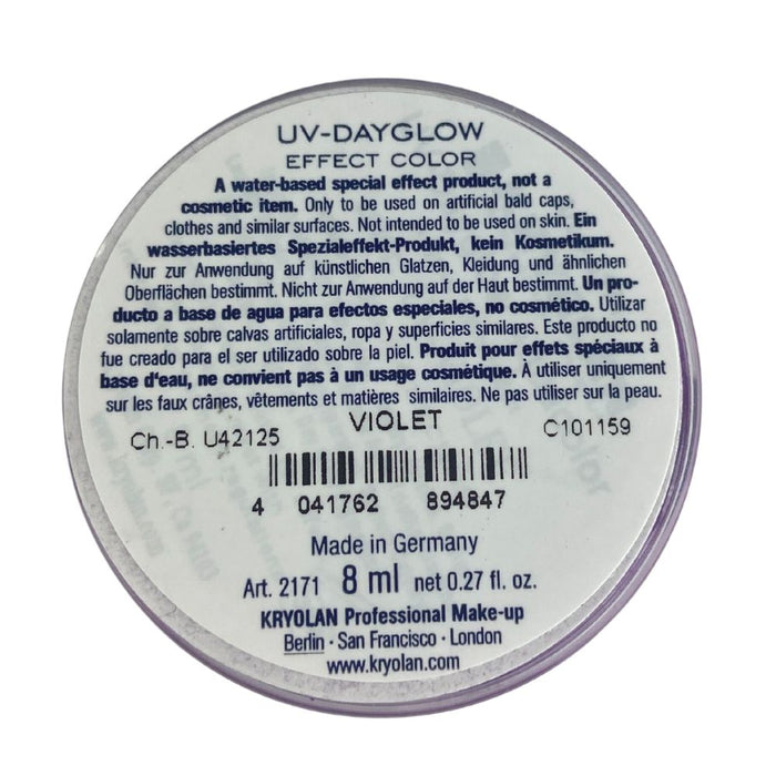 Kryolan Aquacolor | Original Neon UV VIOLET - SMALL 8ml (SFX - Non Cosmetic)
