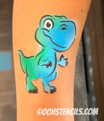 Ooh! Face Painting Stencil  | 2pc Set - Happy T-Rex and More! (T38)