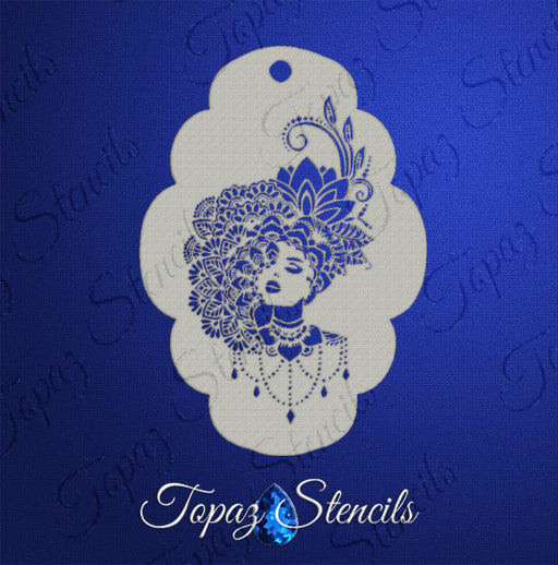 Topaz Stencils | Face Painting Stencil - Henna Woman - Christina  (0947)