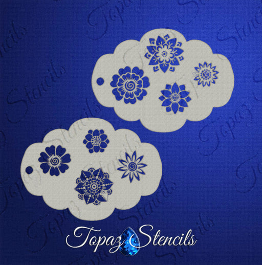 Topaz Stencils | Face Painting Stencil - Henna Flower Set (01304)