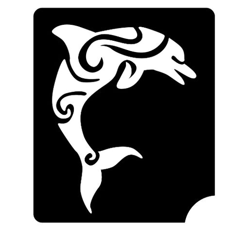 Art Factory | Glitter Tattoo Stencil - 231 Tribal Deco Dolphin  #111