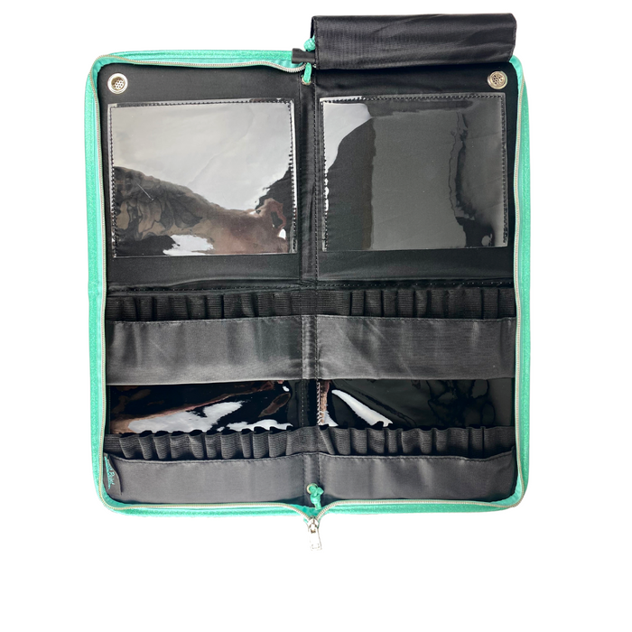 Jest Paint | Ultimate Face Painting Brush Wallet - TEAL Sparkly Exterior with Black Interior