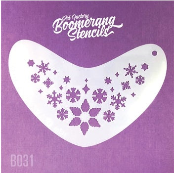 Art Factory | Boomerang Face Painting Stencil - Whimsy Snowflakes (B031)