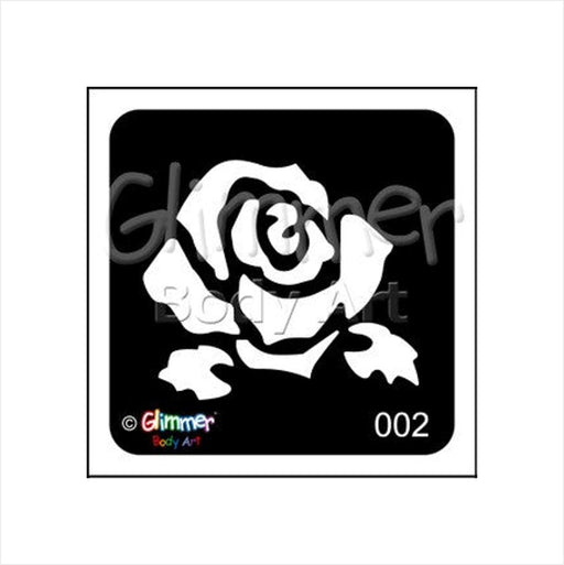 Glimmer Body Art |  Triple Layer Glitter Tattoo Stencils - 5 Pack - Rose Bud - #2