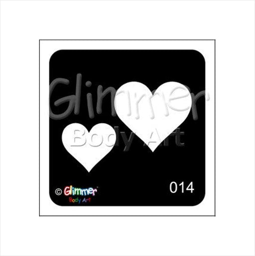 Glimmer Body Art |  Triple Layer Glitter Tattoo Stencils - 5 Pack - Double Hearts - #14