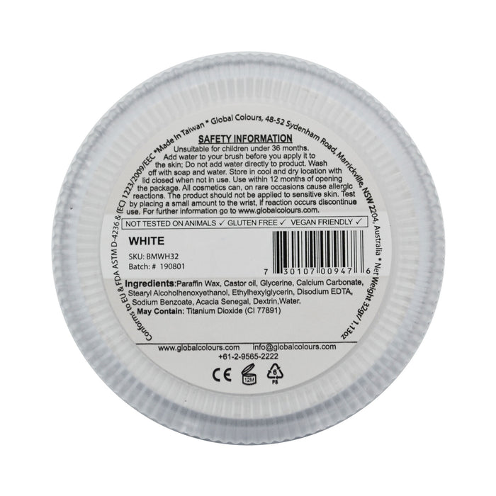 Global Colours Body Art | Face and Body Paint - NEW Standard White 32gr