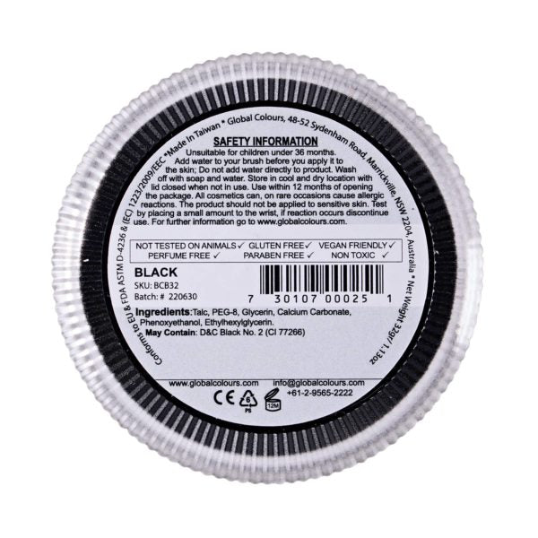 Global Body Art Face Paint | Blending Black – 32g - DISCONTINUED