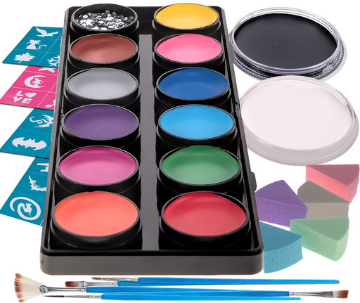 Blue Squid | KID'S Face Paint - 12 Color Classic Kit (12 X 10ml) + Bonus Items