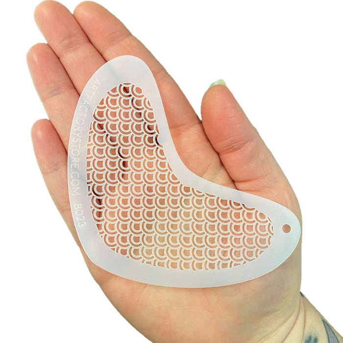 Art Factory - Boomerang Face Painting Stencil - Peacock Scale Feathers Stencil (B023)