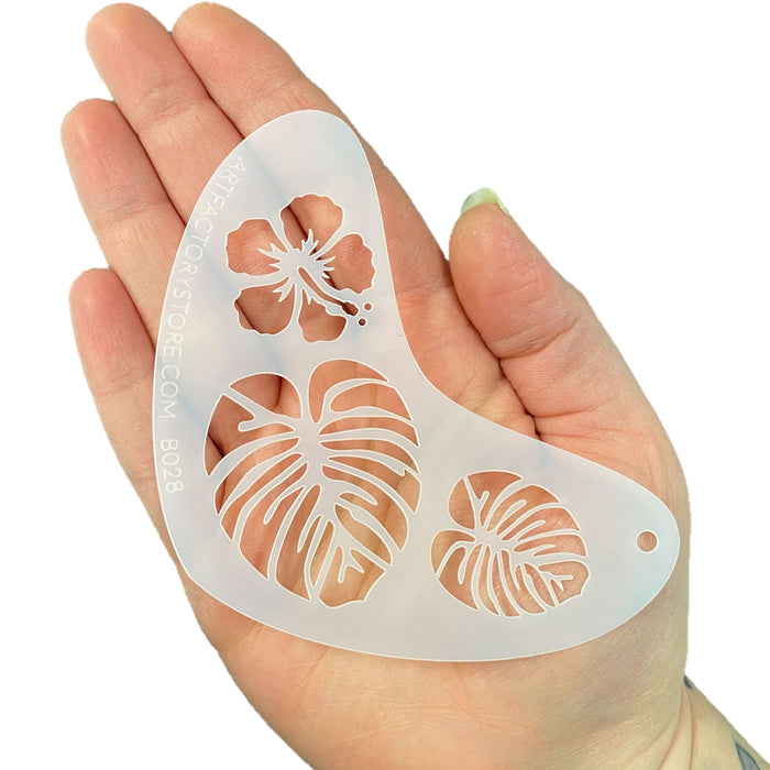 Art Factory - Boomerang Face Painting Stencil - Tropical Flower and Leaves (B028)