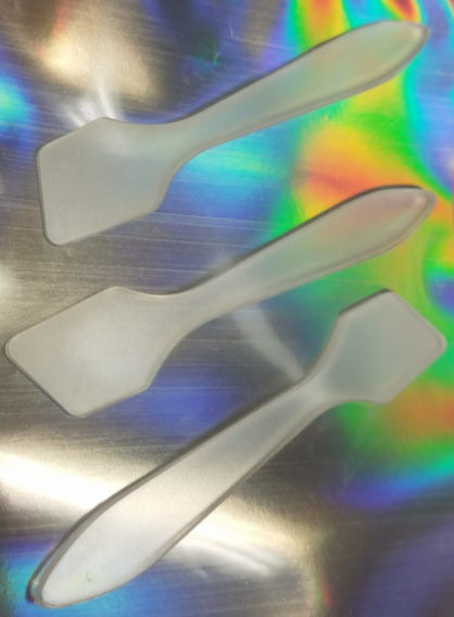 Spatula Applicators for Chunky Glitters - Short Angled Clear Frosted -  Set of 3