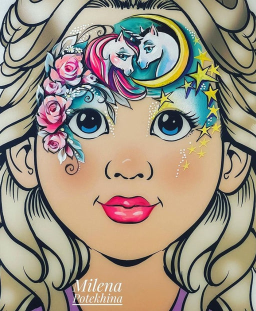 MILENA STENCILS | Face Painting Stencil -  (Buff Unicorn Set)  D44