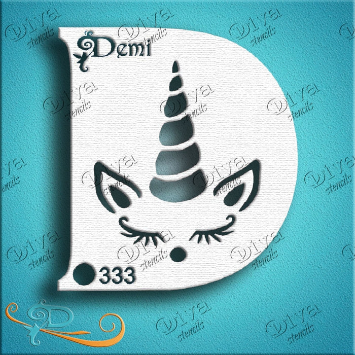 Diva Stencils | Face Painting Stencil | Demi Unicorn (333)