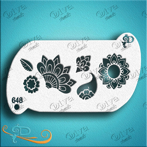 Diva Stencils | Face Painting Stencil | Forehead Henna Bits (00648)
