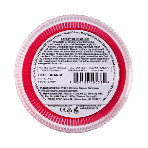 Global Body Art Face Paint | Blending Deep Orange – 32g