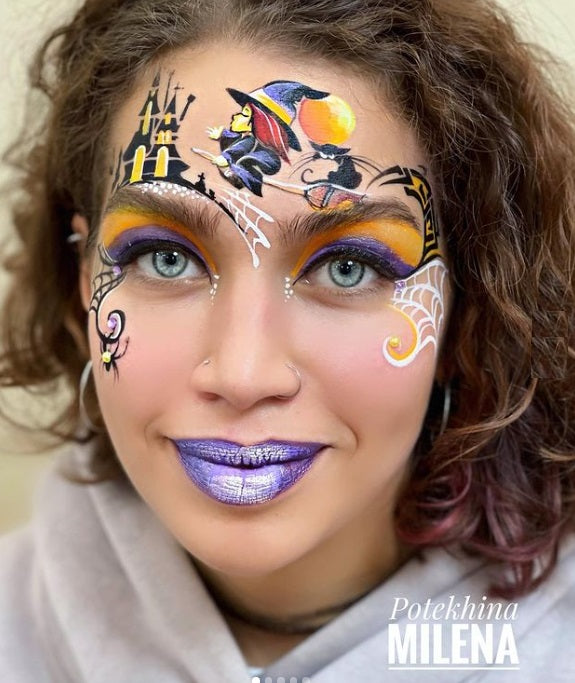 MILENA STENCILS | Face Painting Stencil -  (Witch and Black Cat)  D33