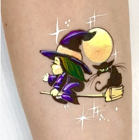 MILENA STENCILS | Face Painting Stencil -  (Witch and Black Cat)  D33