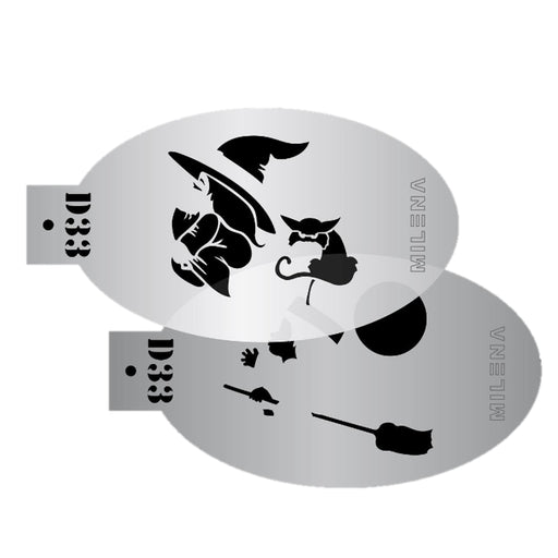 MILENA STENCILS | Face Painting Stencil -  (Witch and Black Cat)  D33