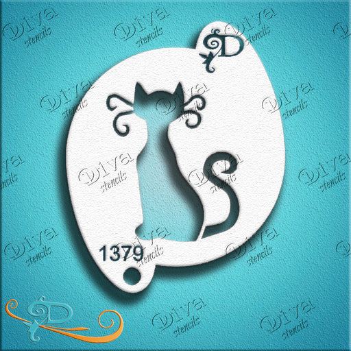 Diva Stencils | Face Painting Stencil | Sassy Cat (1379)