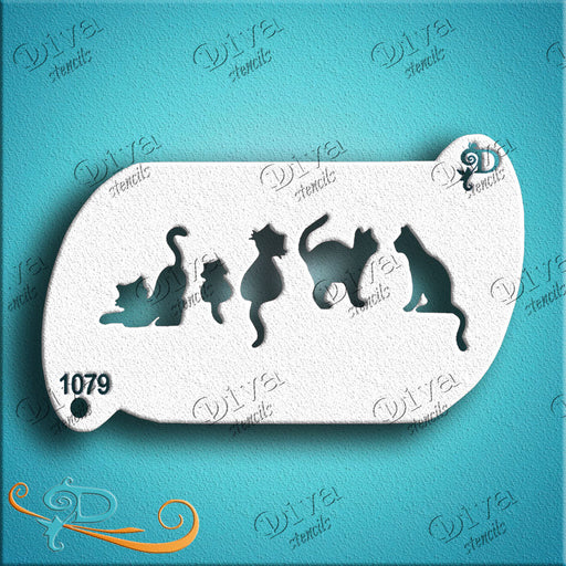 Diva Stencils | Face Painting Stencil | Forehead Band - Cats (1079)