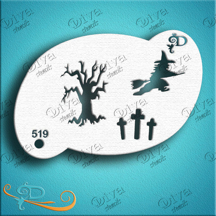 Diva Stencils | Face Painting Stencil | Tree Witch (519)