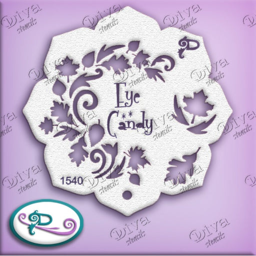 Diva Stencils | Face Painting Stencil | Eye Candy - Leaf Swirl (1540)