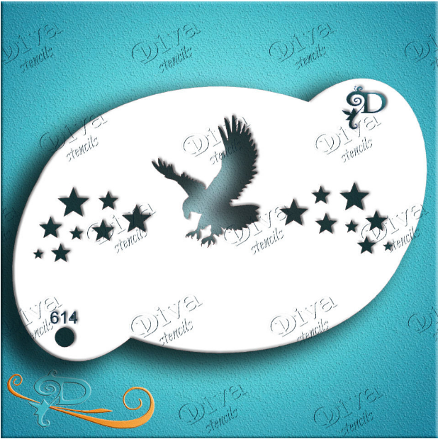 Diva Stencils | Face Painting Stencil | Eagle and Stars (614)