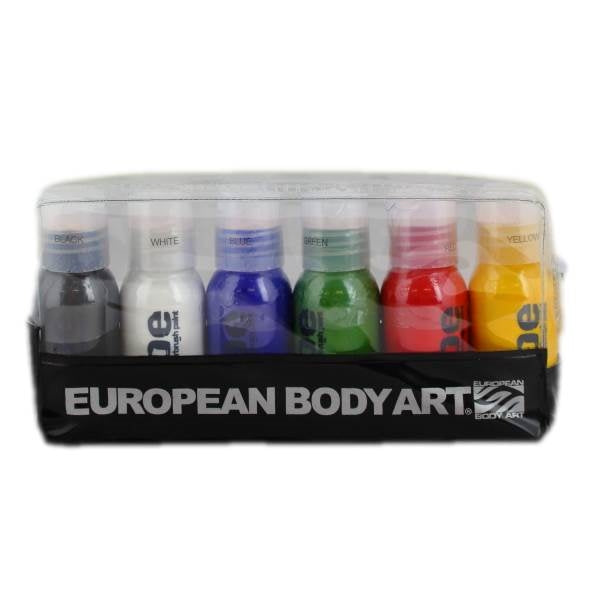 European Body Art | VODA (VIBE) Water Based Airbrush Body Paint - 6 Color PRIMARY Starter Kit - 1oz Bottles